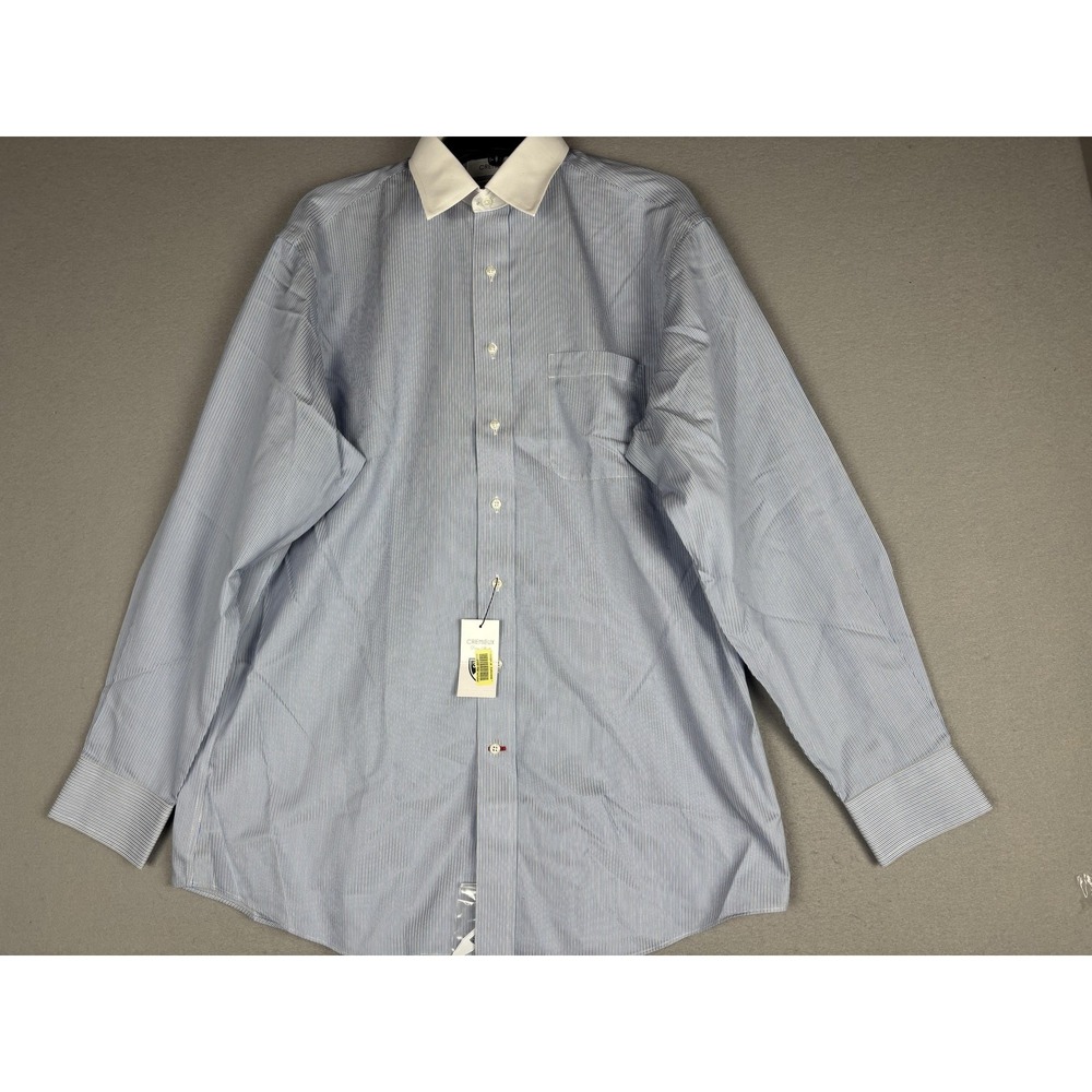 Cremieux Shirt Mens 16.5 35 Blue Pinstripe Non Iron Pima Cotton Classic Dress